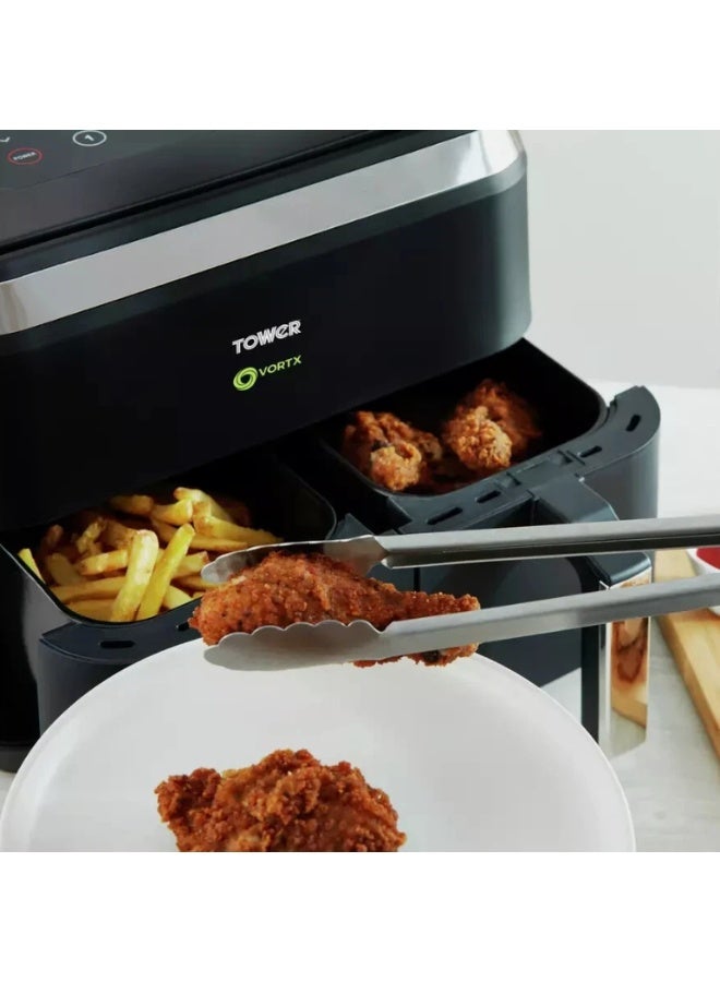 تاور لاية هوائية تاور فورتكس فيجن سعة 8 لتر بسلتين مزدوجتين – تحكم رقمي ذكي – طهي صحي بدون زيت – أسود - Image 4